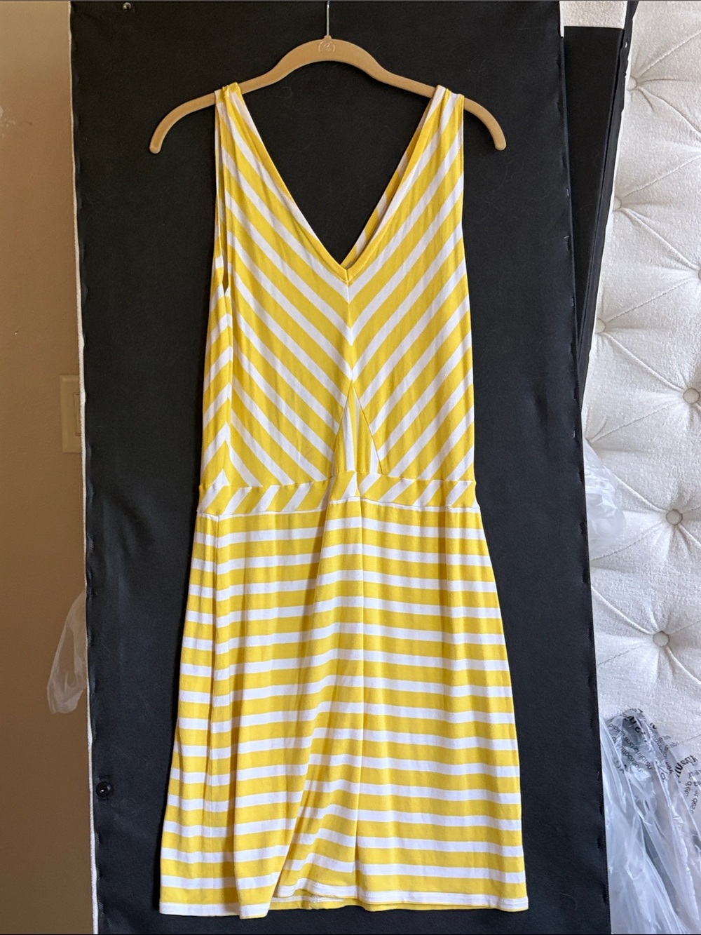 Daniel Cremieux Yellow and White Striped V-Neck Tank